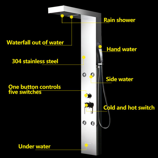 PROOX 62'' Shower Panel with Fixed Shower Head Wayfair